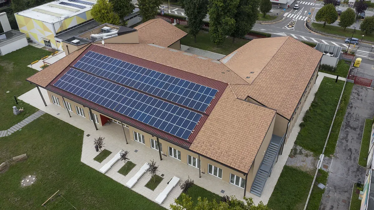 Wolf Haus - Impianto elettrico - Scuola Secondaria - Novate Milanese - Vista aerea - Bontempi Impianti